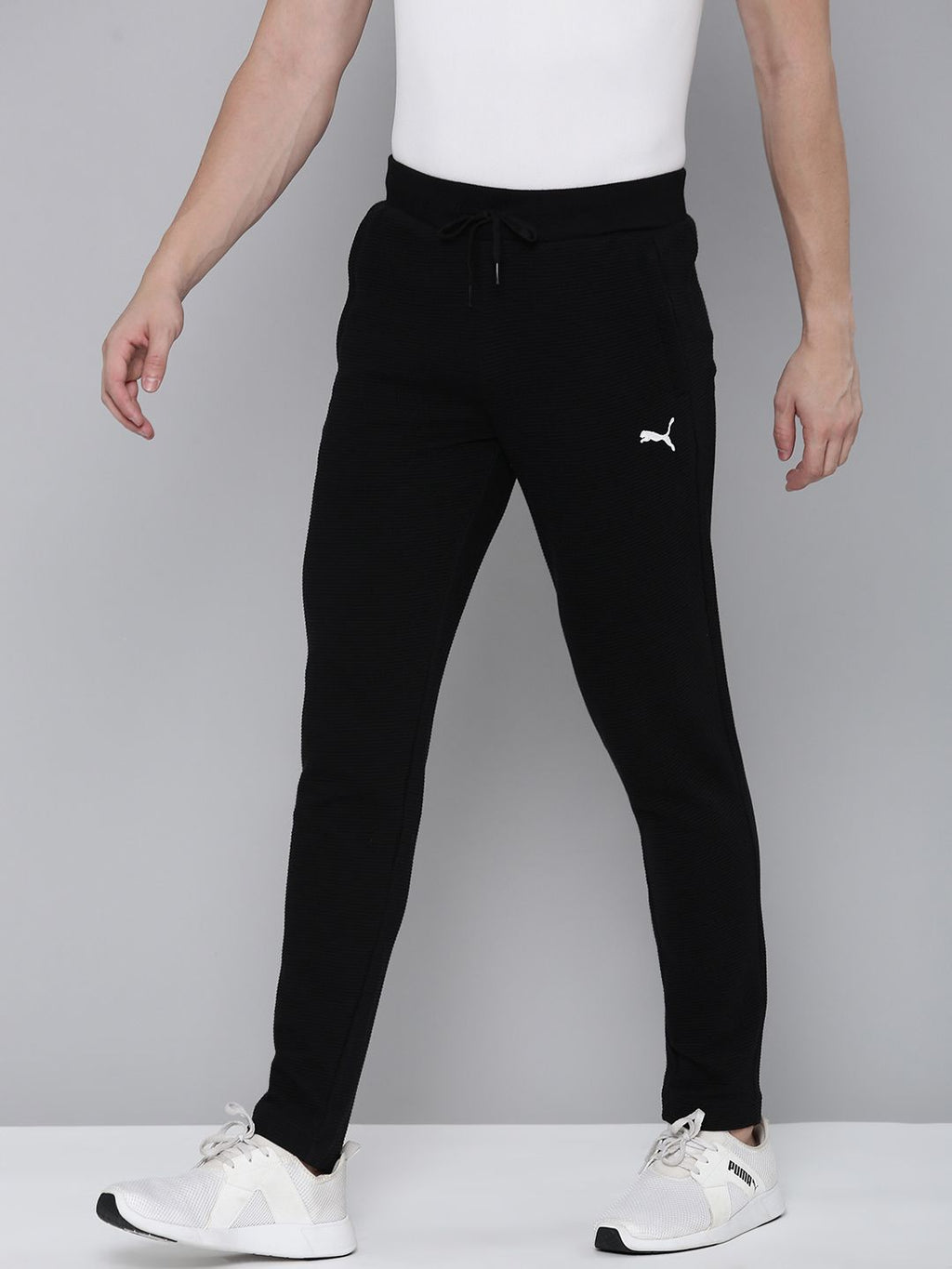  Puma Men Ottoman Mid-Rise DryCELL Self-Design Slim-Fit Track Pants