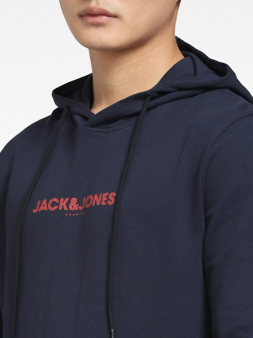  Jack & Jones Men Blue Printed Hooded Sweatshirt