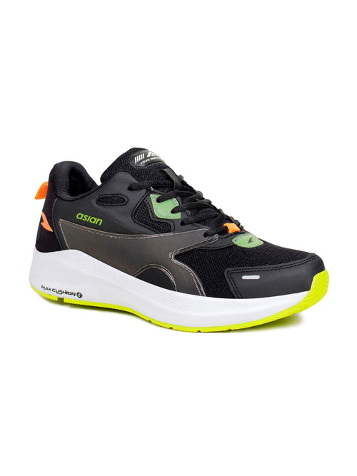 ASIAN Men Black Mesh Running Non-Marking Shoes
