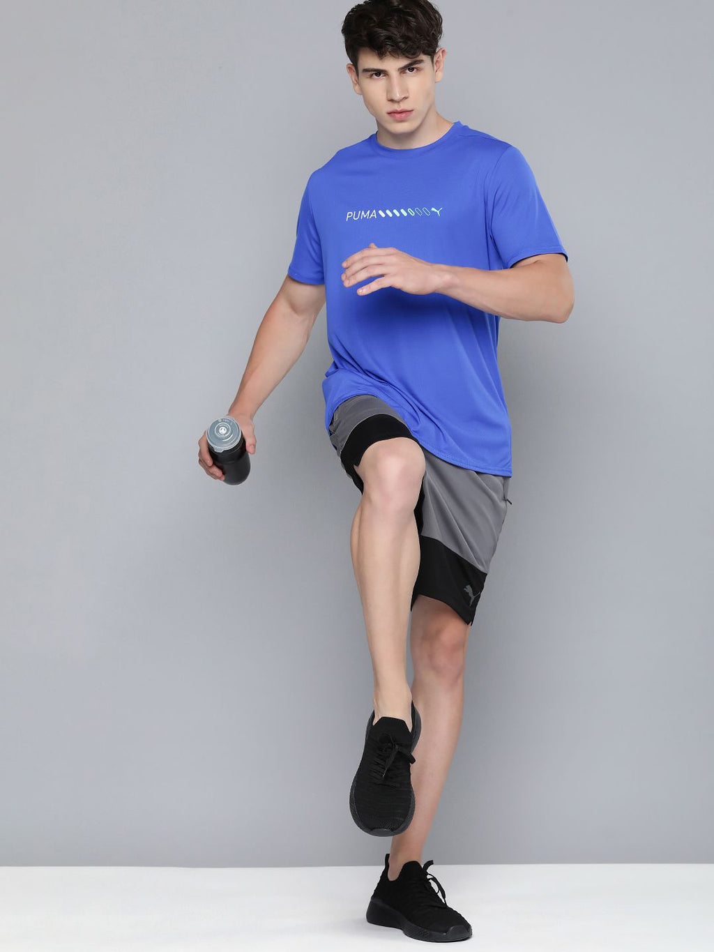  Puma Men Dry Cell Checked Round Neck Running T-shirt