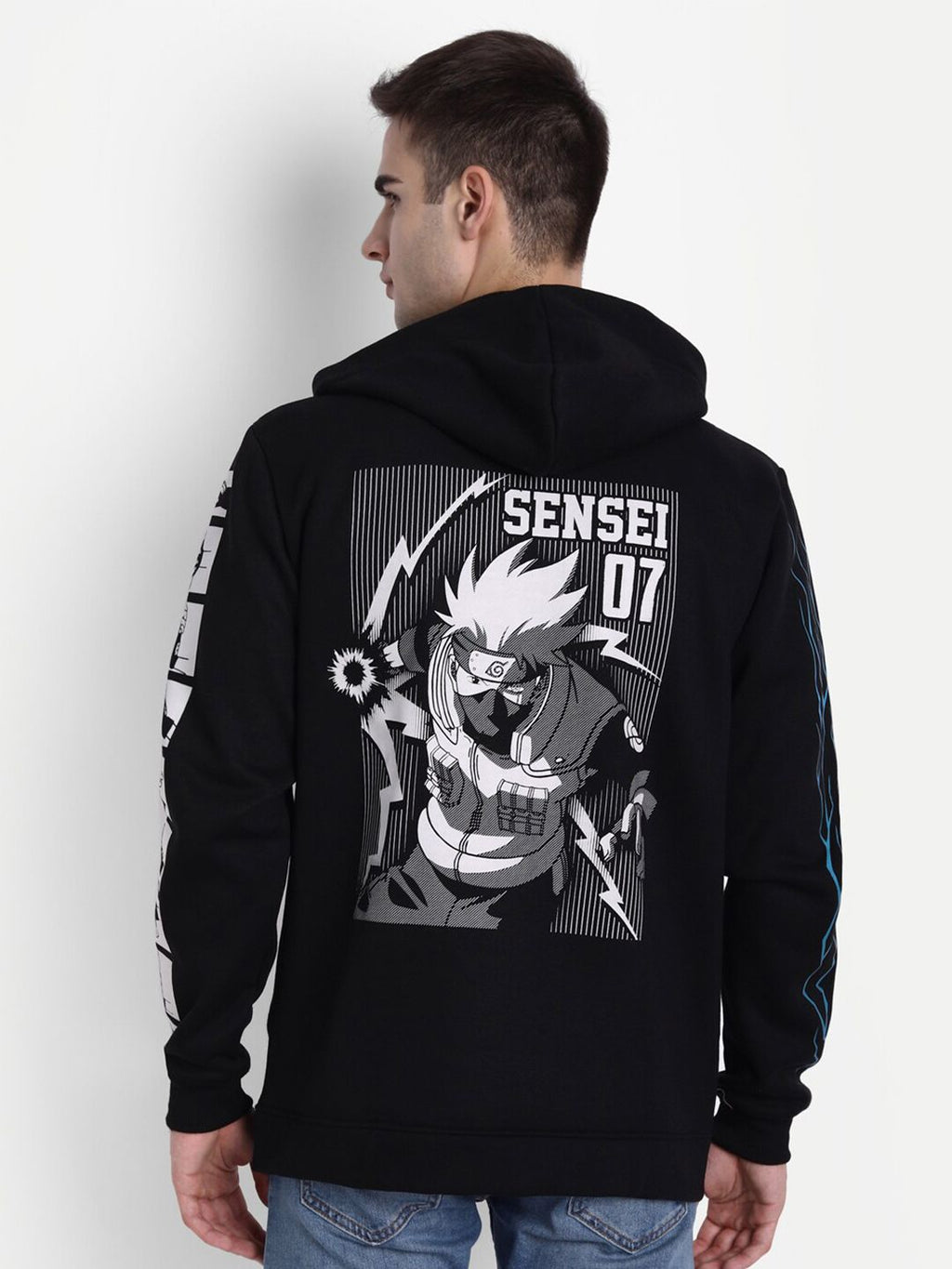  COMICSENSE Men Anime Printed Naruto Sensei Hooded Sweatshirt