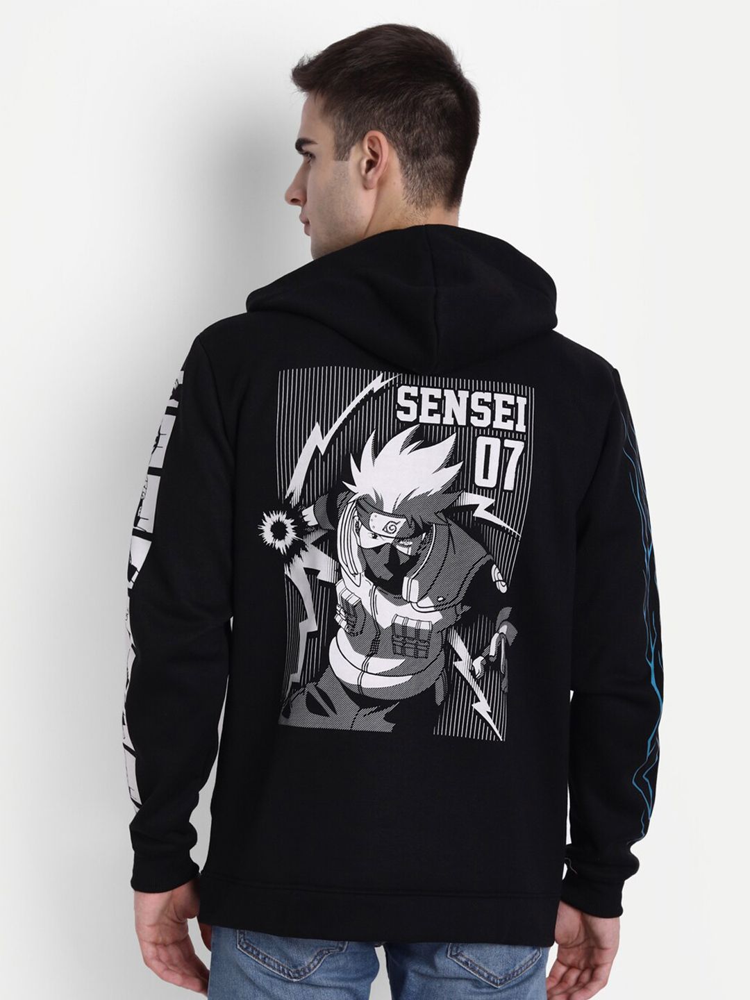  COMICSENSE Men Anime Printed Naruto Sensei Hooded Sweatshirt