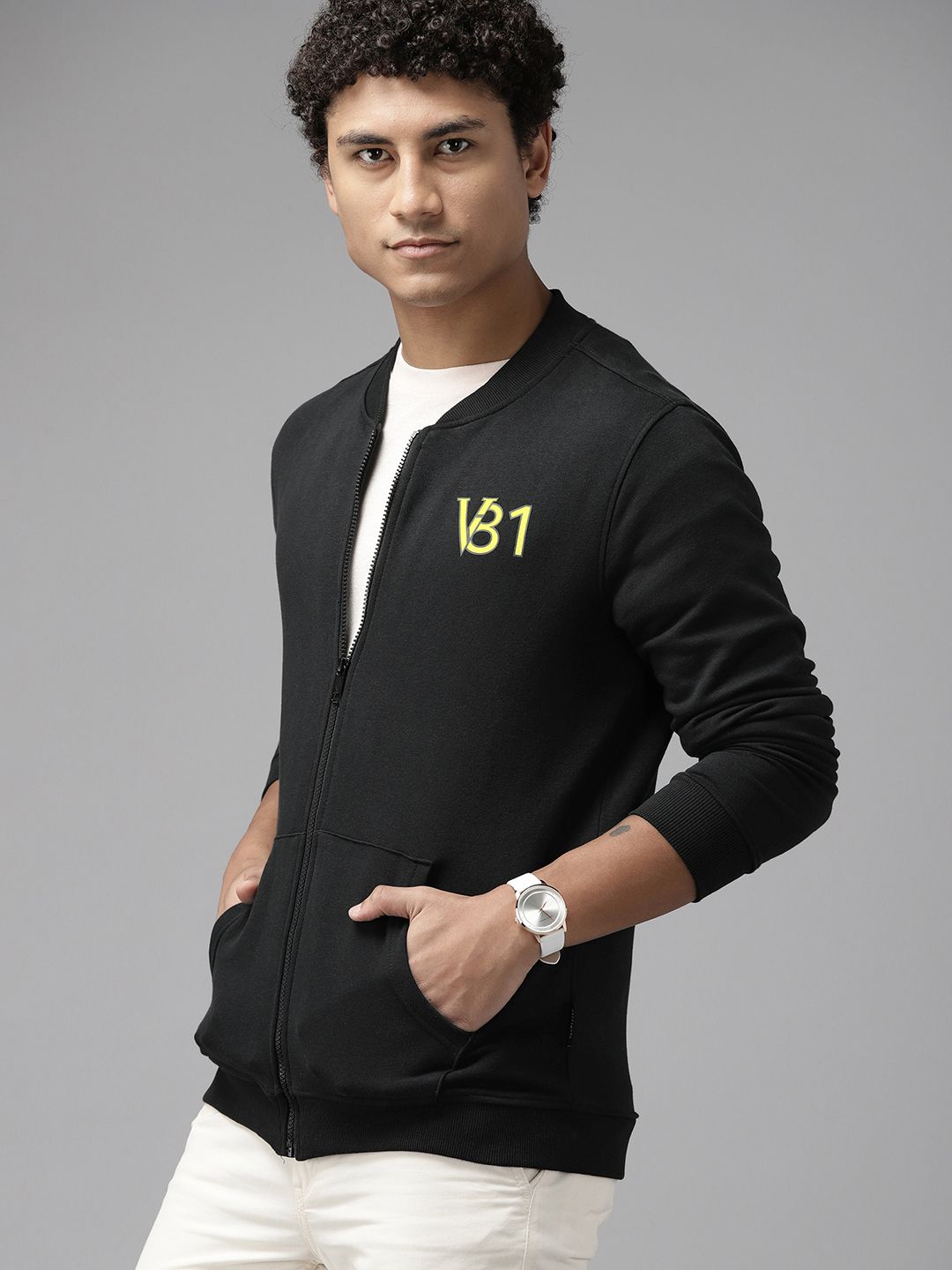  Van Heusen Men Black Solid Sweatshirt