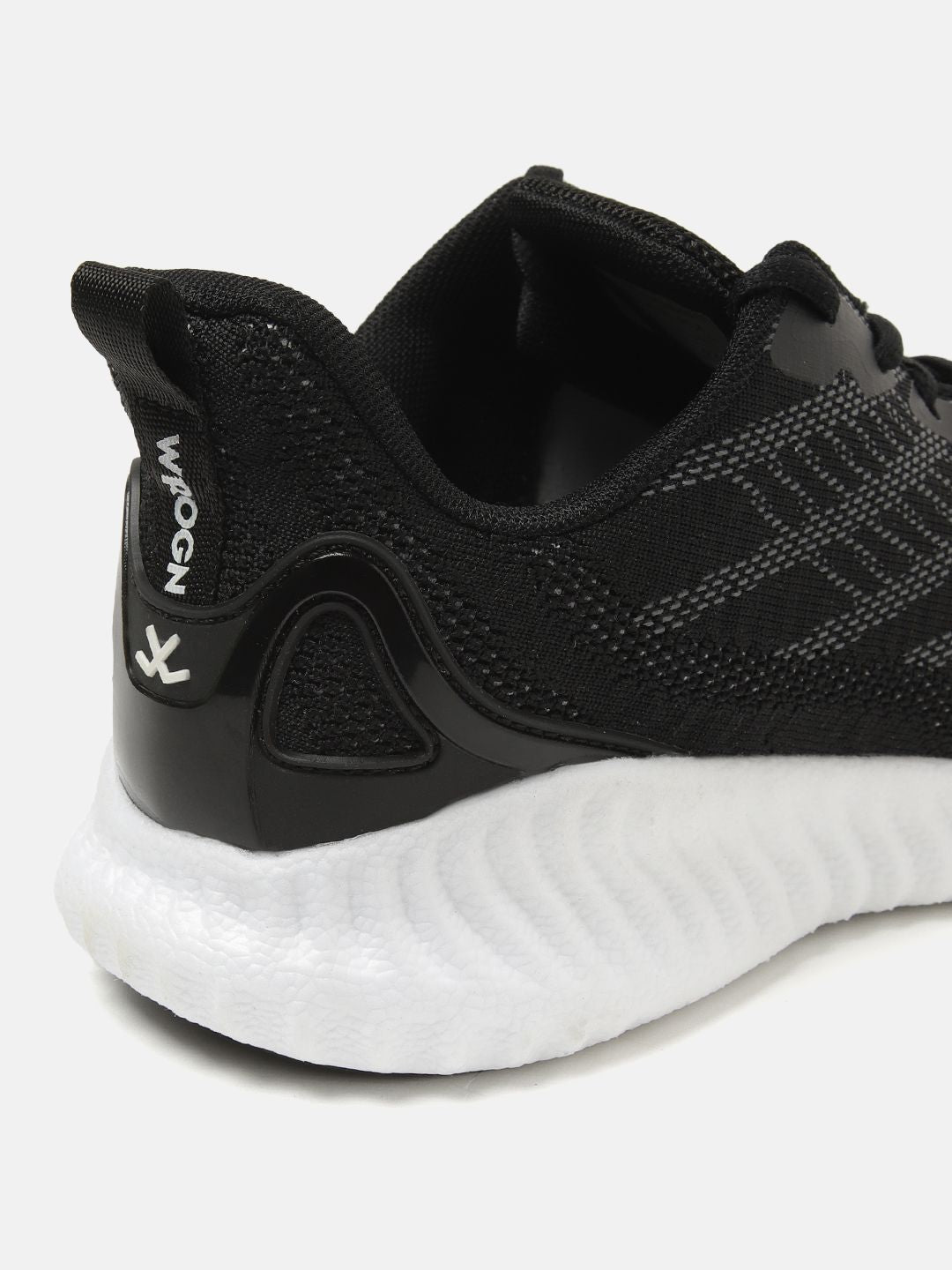  WROGN Men Black & Grey Woven Design Running Shoes