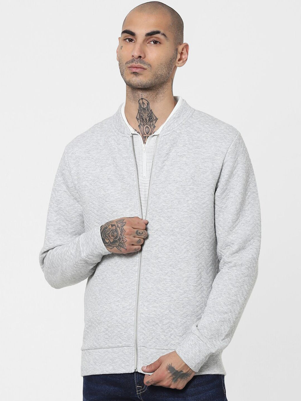  Jack & Jones Men Grey Textured Sweatshirt