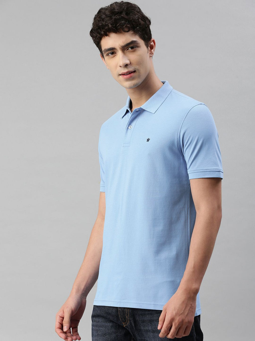  Louis Philippe Men Blue Polo Collar T-shirt