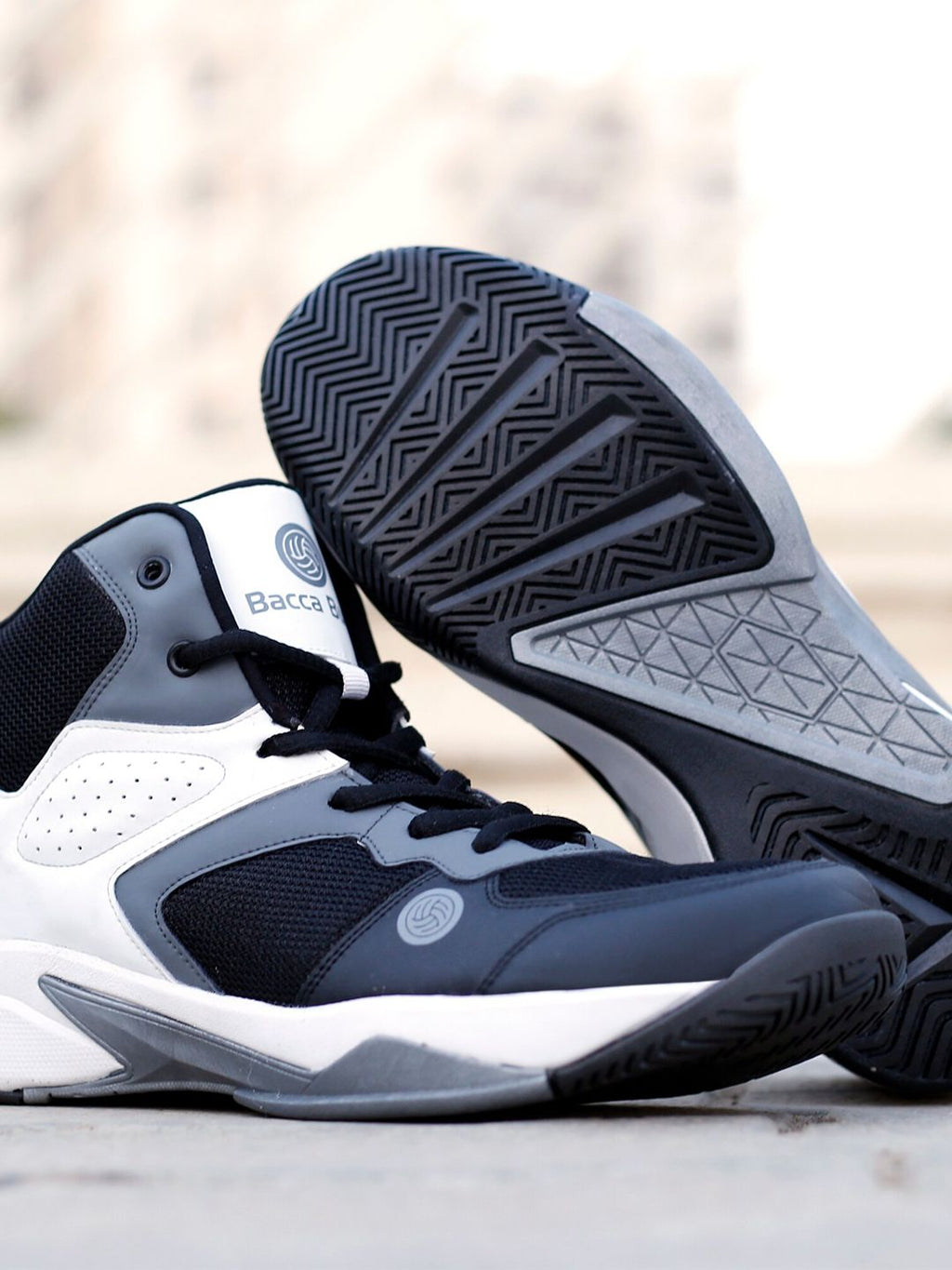  Bacca Bucci Men Black & Grey Mesh Mid-Top Basketball Shoes