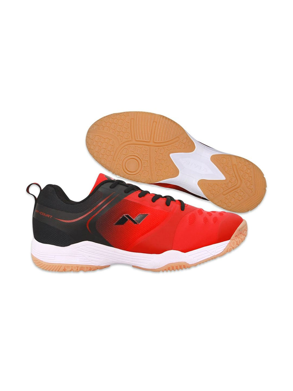  NIVIA Men Red Mesh Badminton Non-Marking Shoes