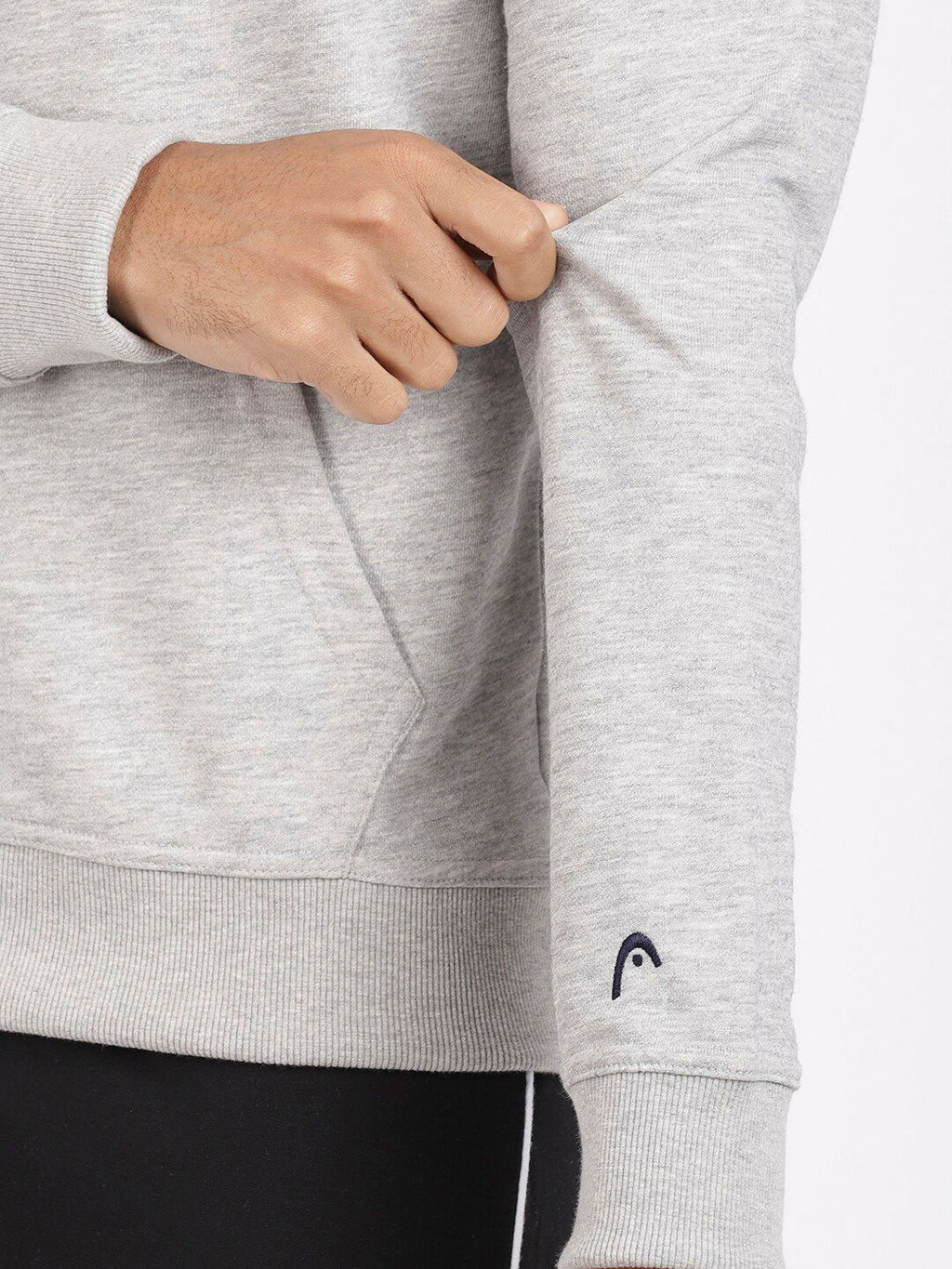  Head Men Grey Printed Hooded Sweatshirt