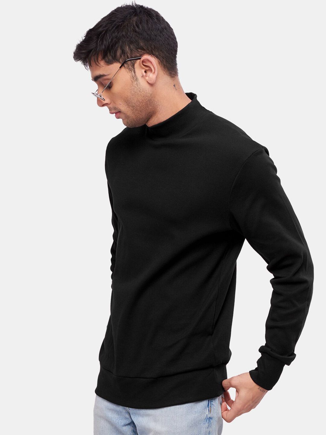  The Souled Store Men Cotton High Neck Solid Sweatshirt