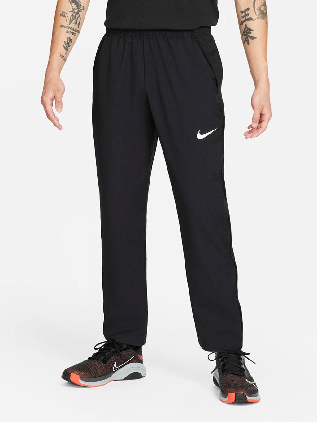  Nike Men Black Brand Logo Print Mid Rise Dry Fit Casual Track Pants