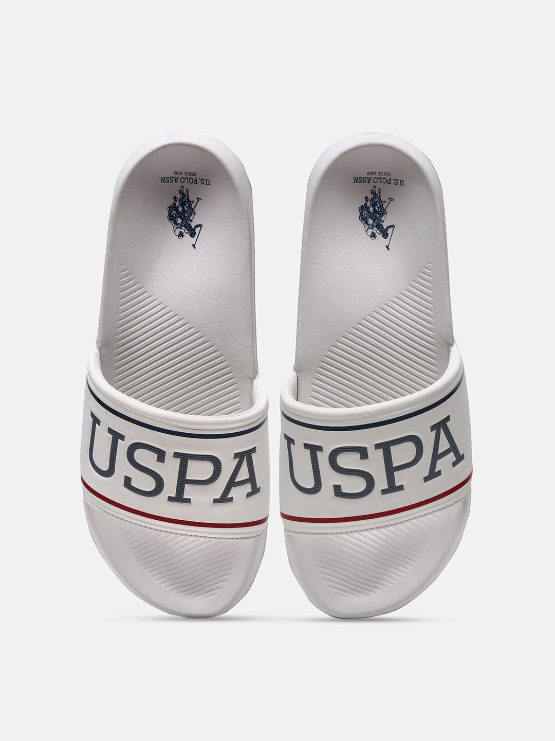 U.S. Polo Assn. U S Polo Assn Men White & Black Printed Sliders