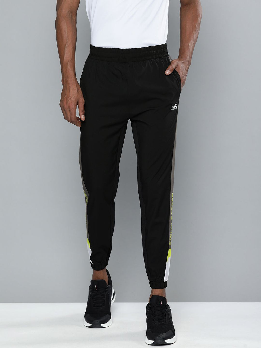  HRX By Hrithik Roshan Running Men Jet Black Rapid-Dry Printed Track Pants