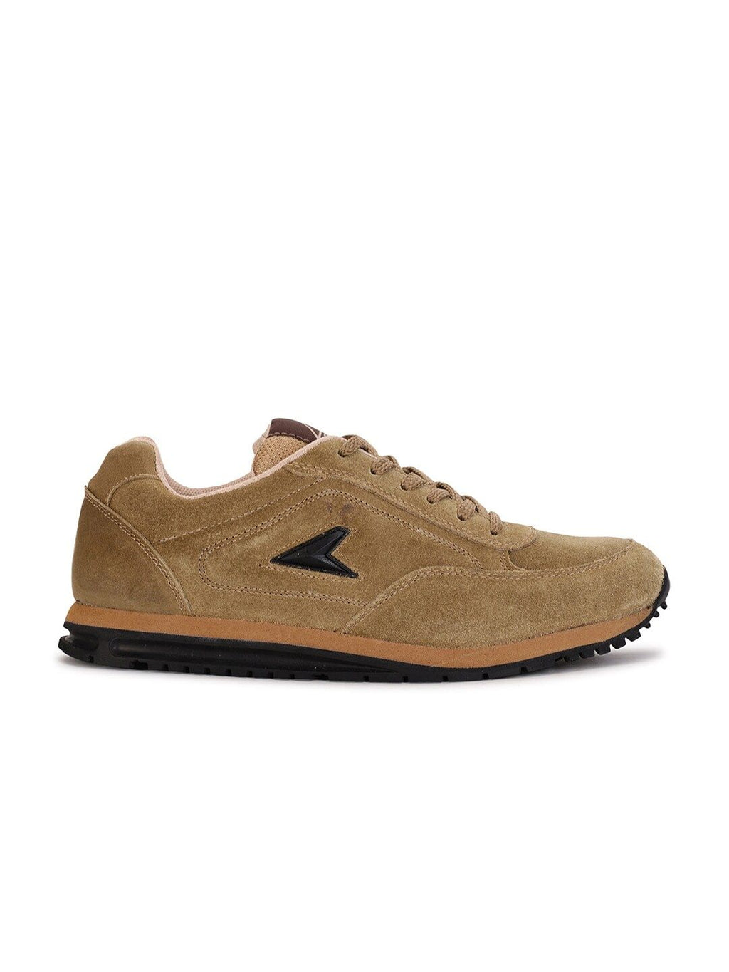  Power Men Beige Leather Running Non-Marking Shoes