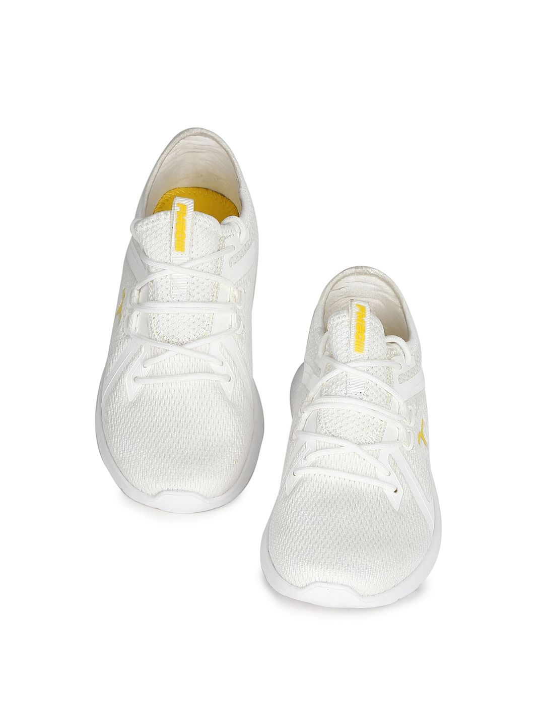  Flying Machine Men Lace-Up Mid-Top Off White Mesh Walking Shoes