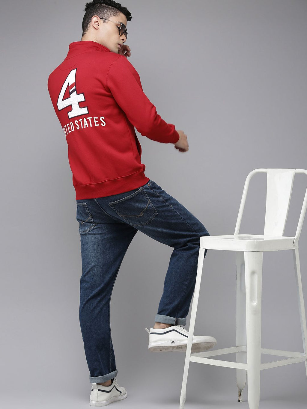 U.S. Polo Assn. U S Polo Assn Men Red Full Sleeves Front Open Sweatshirt