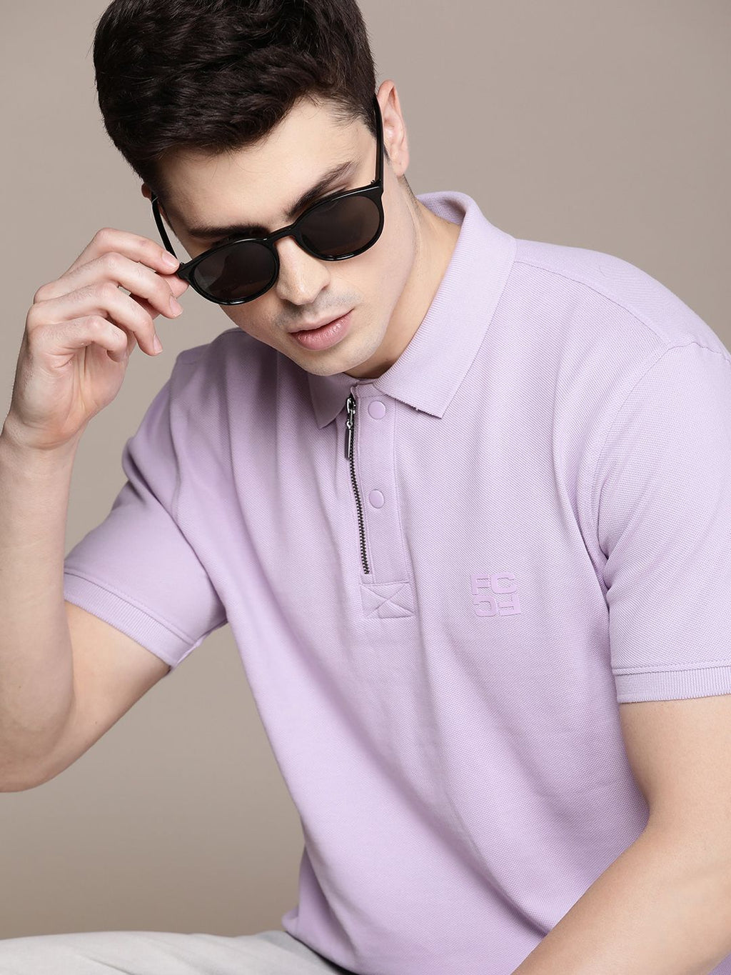 French Connection Solid Polo Collar Pure Cotton T-shirt