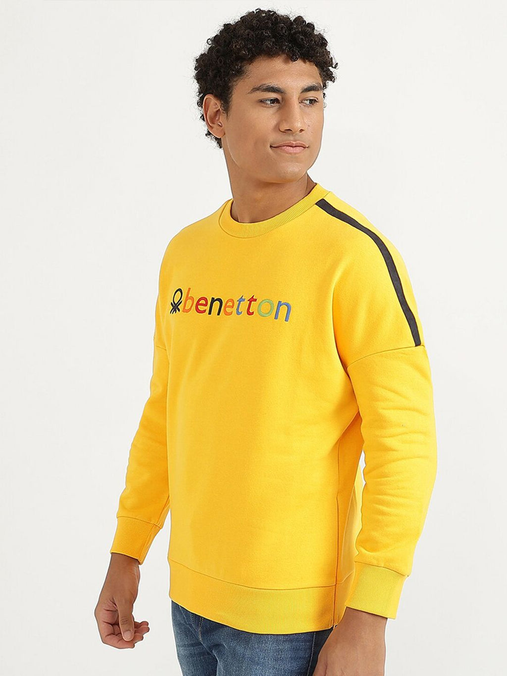  United Colors Of Benetton Men Yellow Printed Sweatshirt