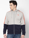  Lee Men Grey Colourblocked Hooded Sweatshirt