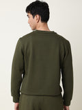  RARE RABBIT Men Olive Green Printed Full Sleeve Sweatshirt