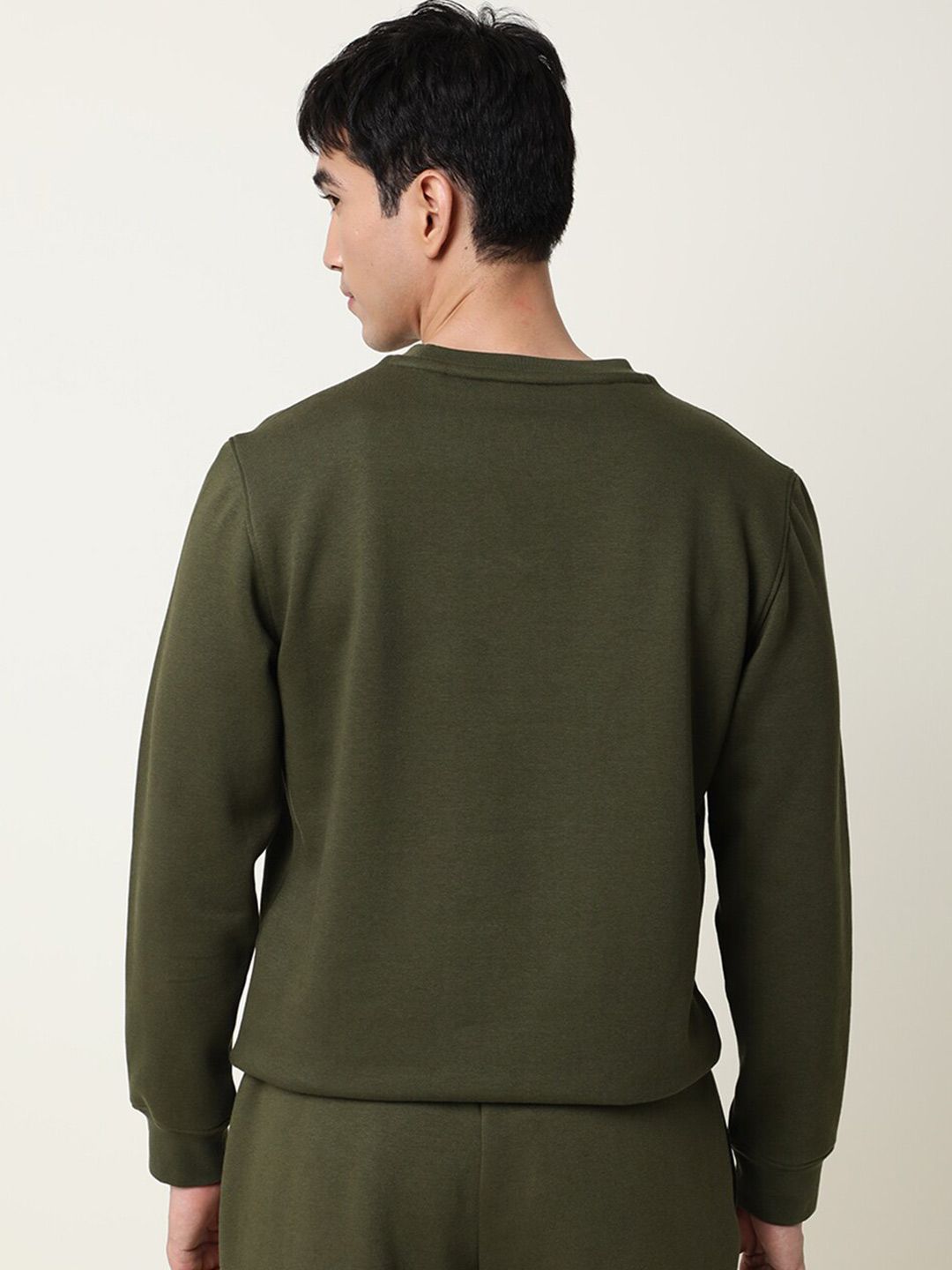  RARE RABBIT Men Olive Green Printed Full Sleeve Sweatshirt