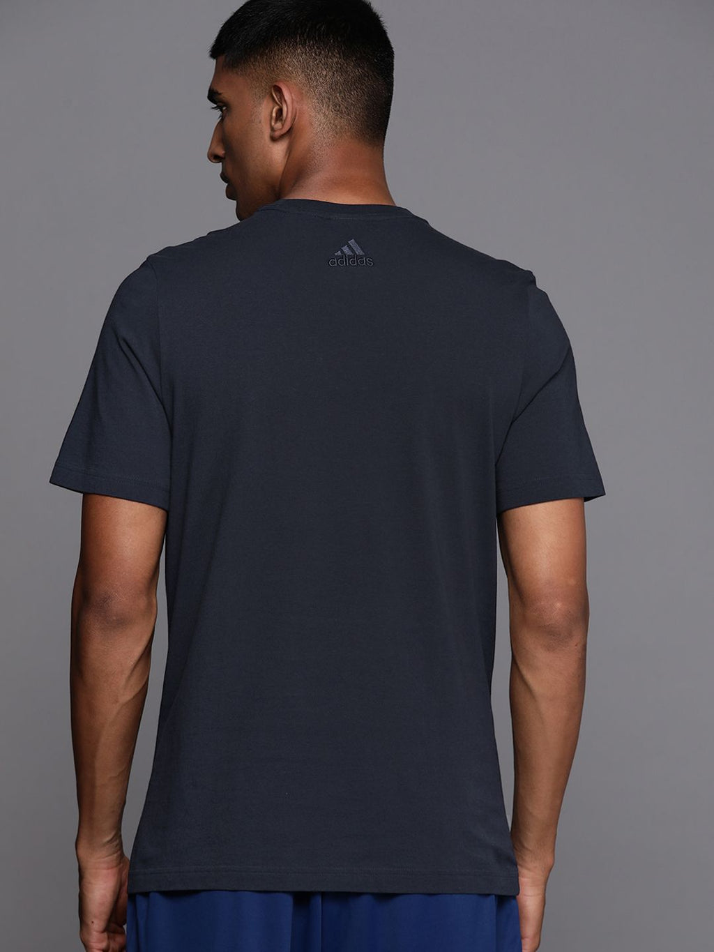  ADIDAS Men Essential Linear Single Jersey Brand Logo Print T-shirt