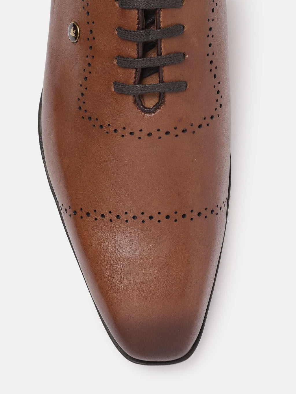  Louis Philippe Men Brown Solid Leather Formal Oxfords With Perforated Detail