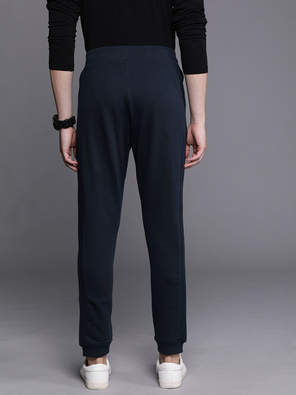  WROGN Men Navy Blue Solid Slim Fit Joggers