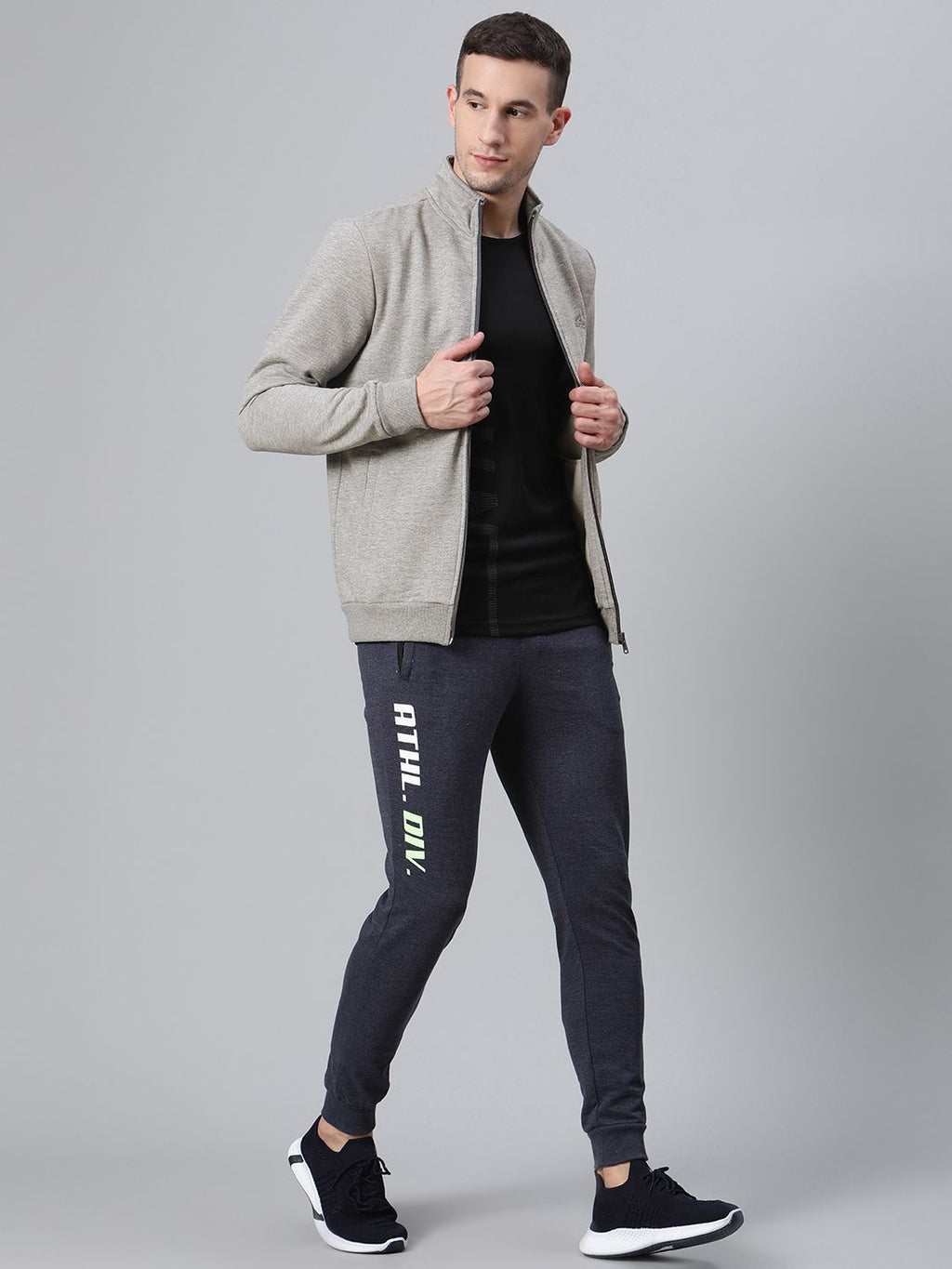  Alcis Men Grey Melange Solid Sweatshirt