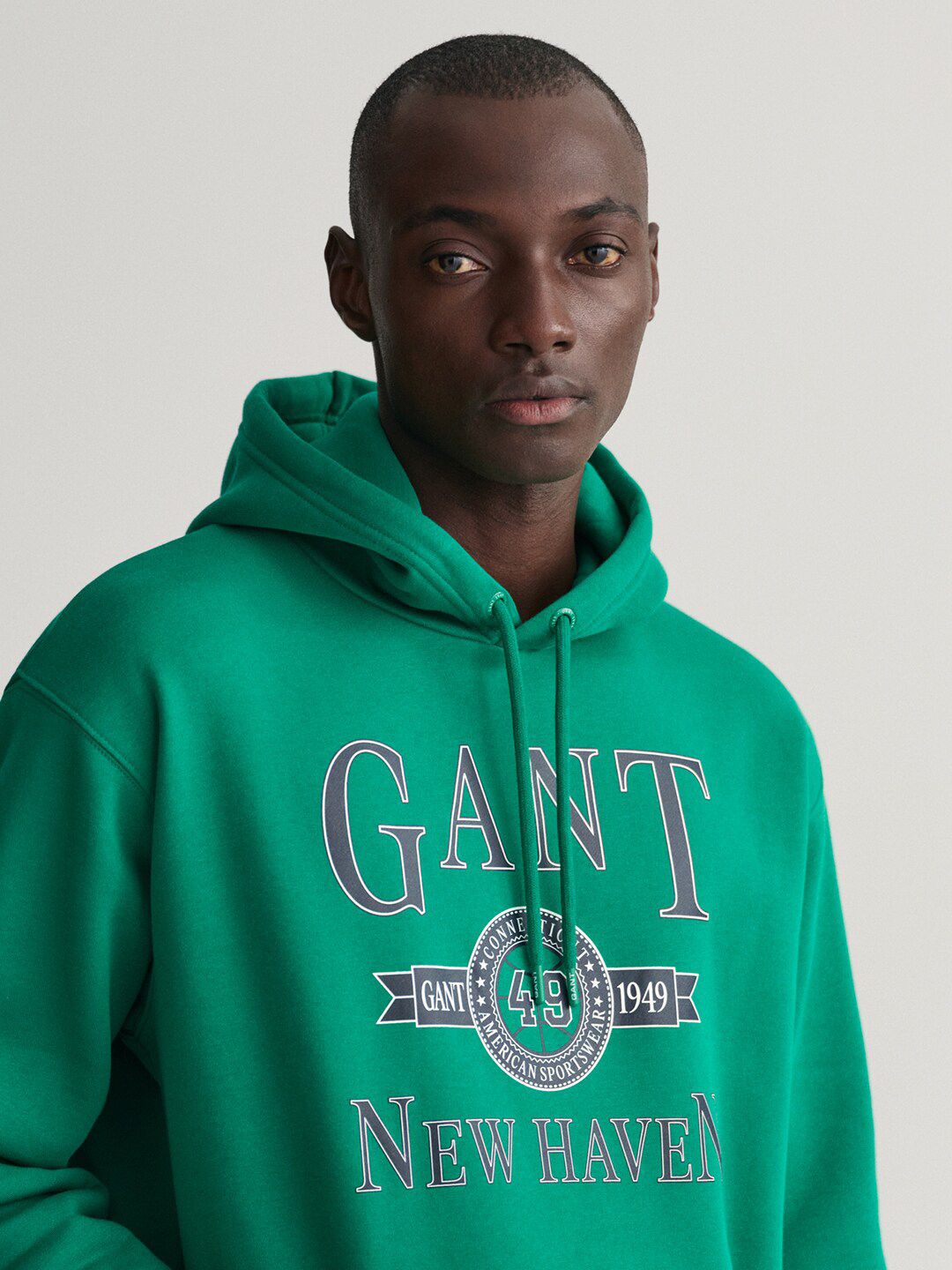  GANT Men Green Printed Hooded Sweatshirt