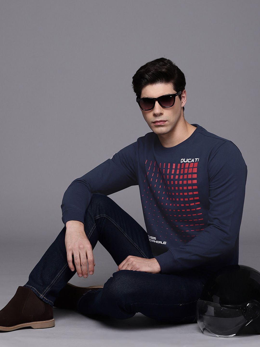 Ducati Men Navy Blue Printed Sweatshirt