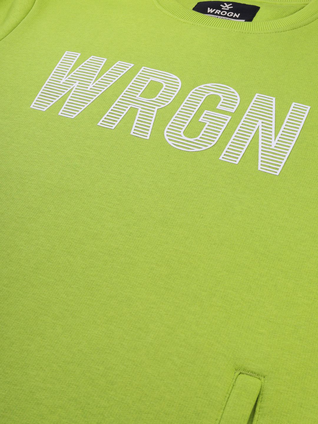  WROGN Men Green Printed Slim Fit Pullover Sweatshirt