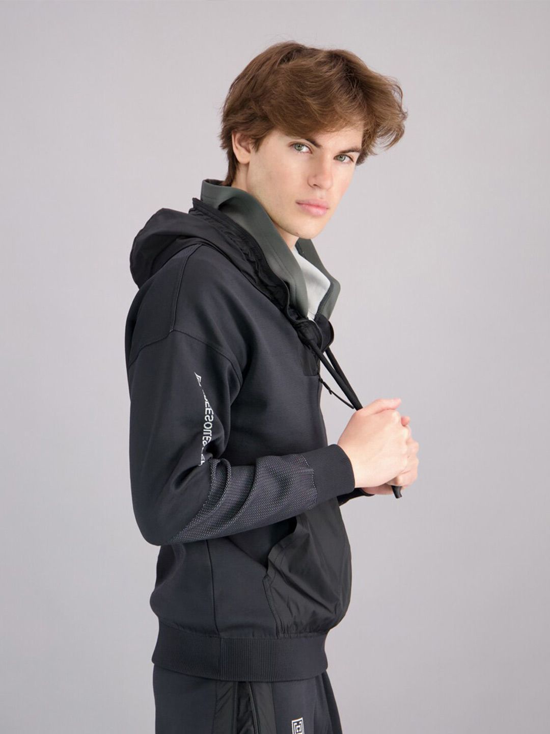  FREESOUL Men Black Printed Hooded Sweatshirt