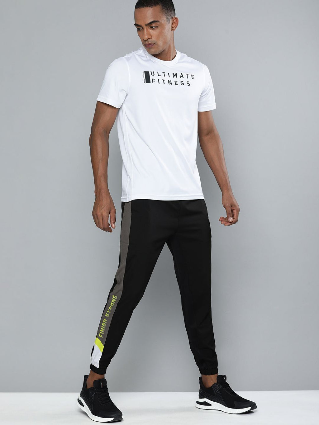  HRX By Hrithik Roshan Running Men Jet Black Rapid-Dry Printed Track Pants