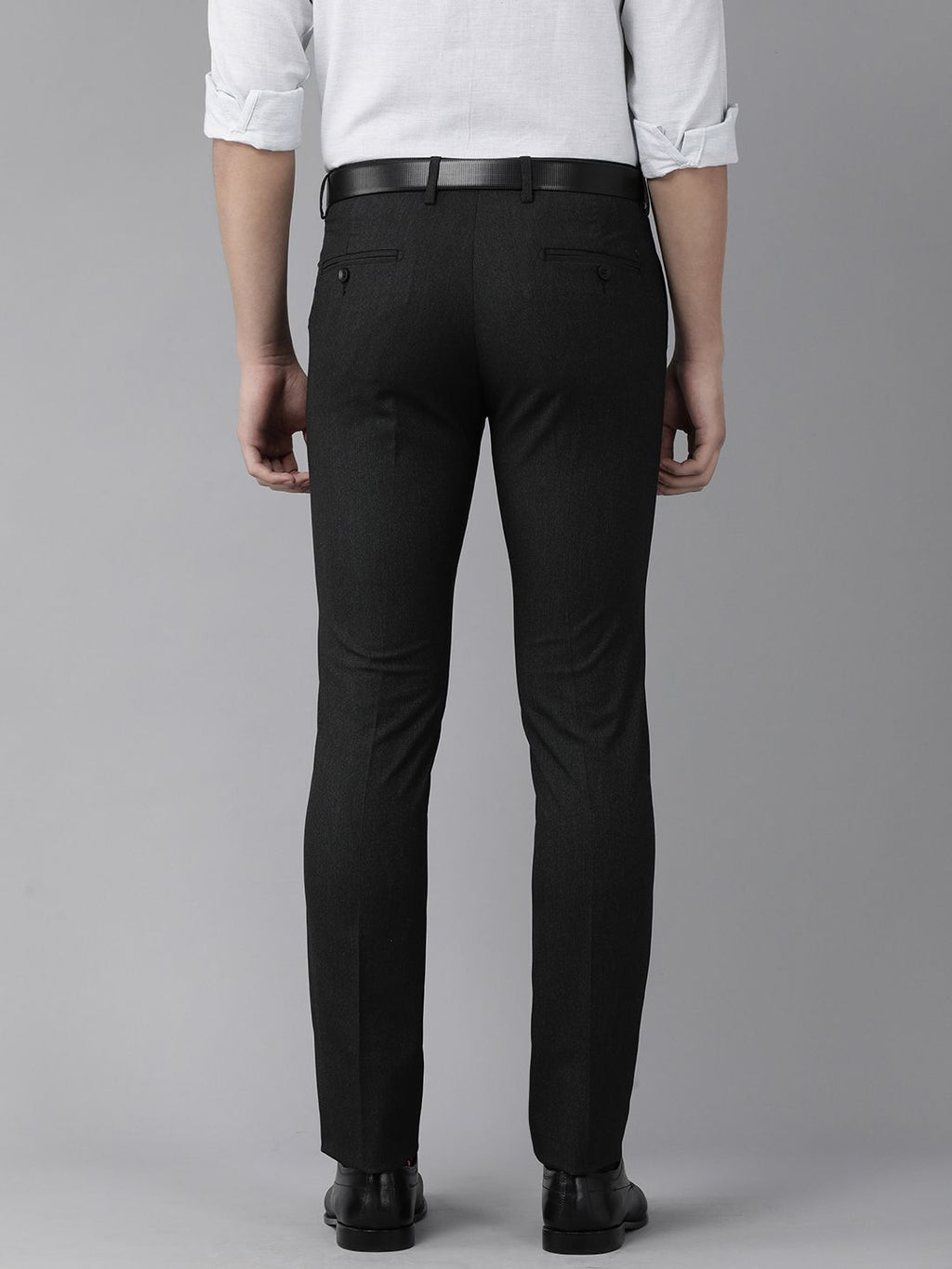  Arrow Men Black Solid Tailored Formal Trousers