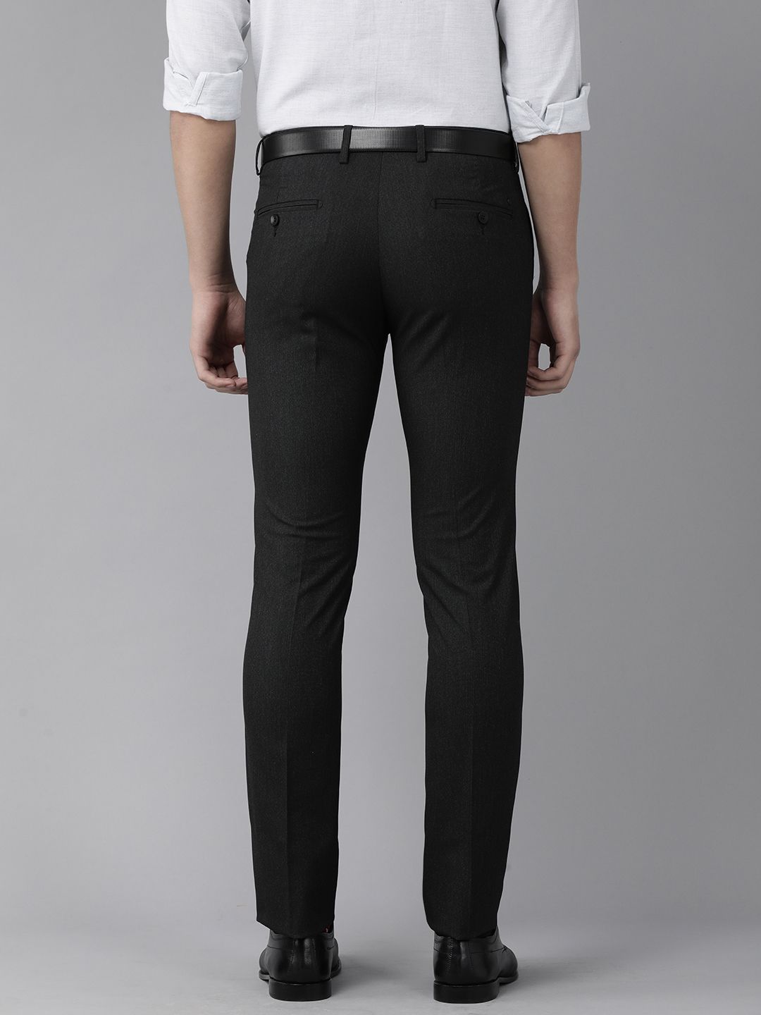 Arrow Men Black Solid Tailored Formal Trousers