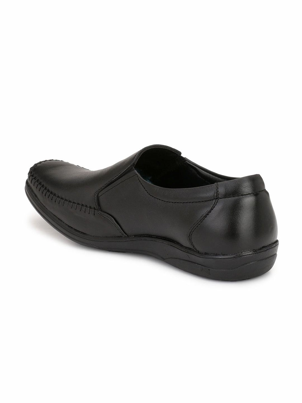  Fentacia Men Black Solid Pure Genuine Leather Formal Slip-On Shoes