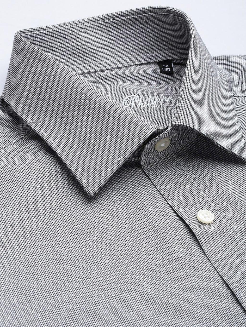  Louis Philippe Men Pure Cotton Classic Fit Checked Spread Collar Formal Shirt