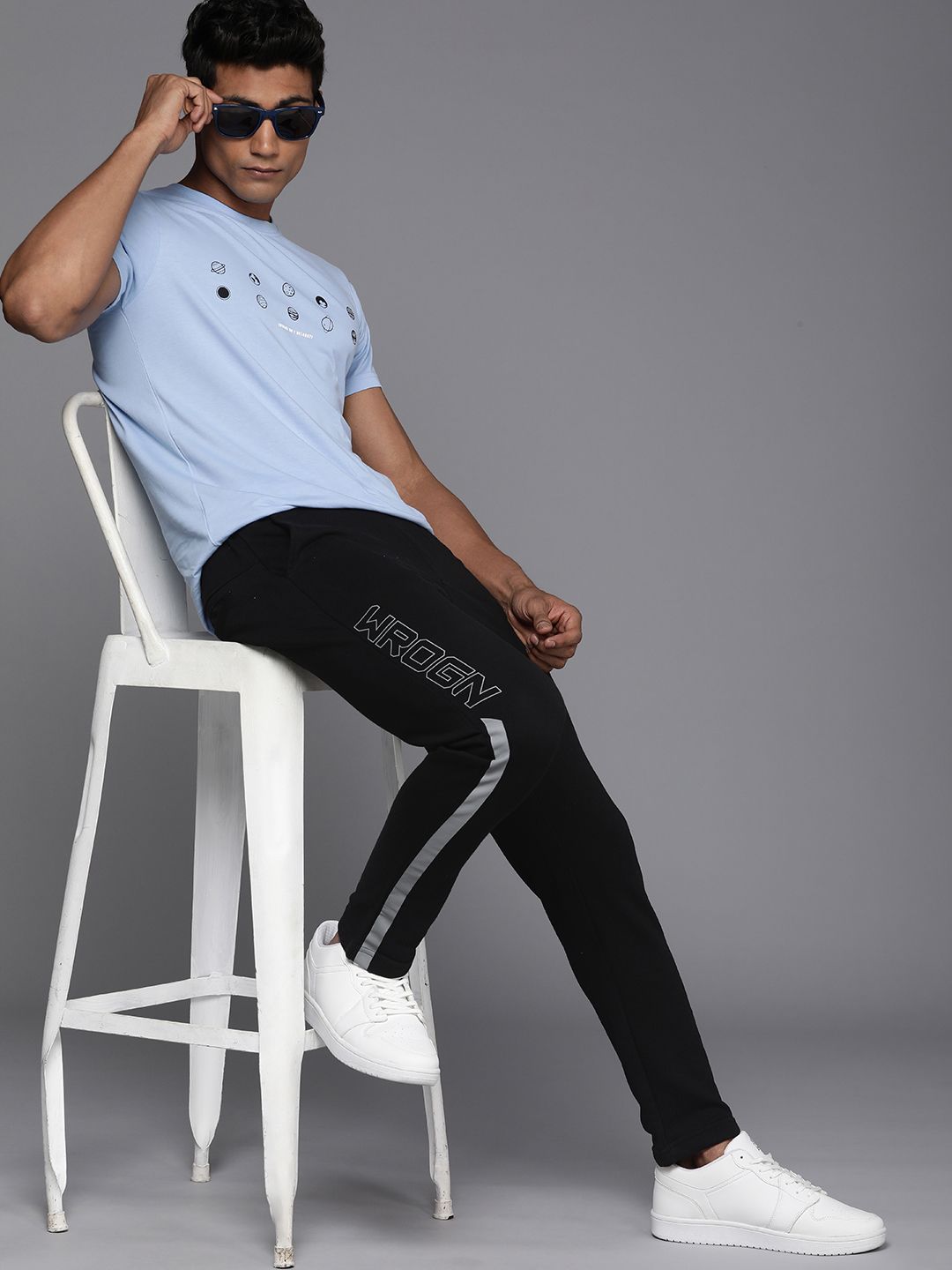  WROGN Men Brand Logo Printed Regular Fit Track Pants