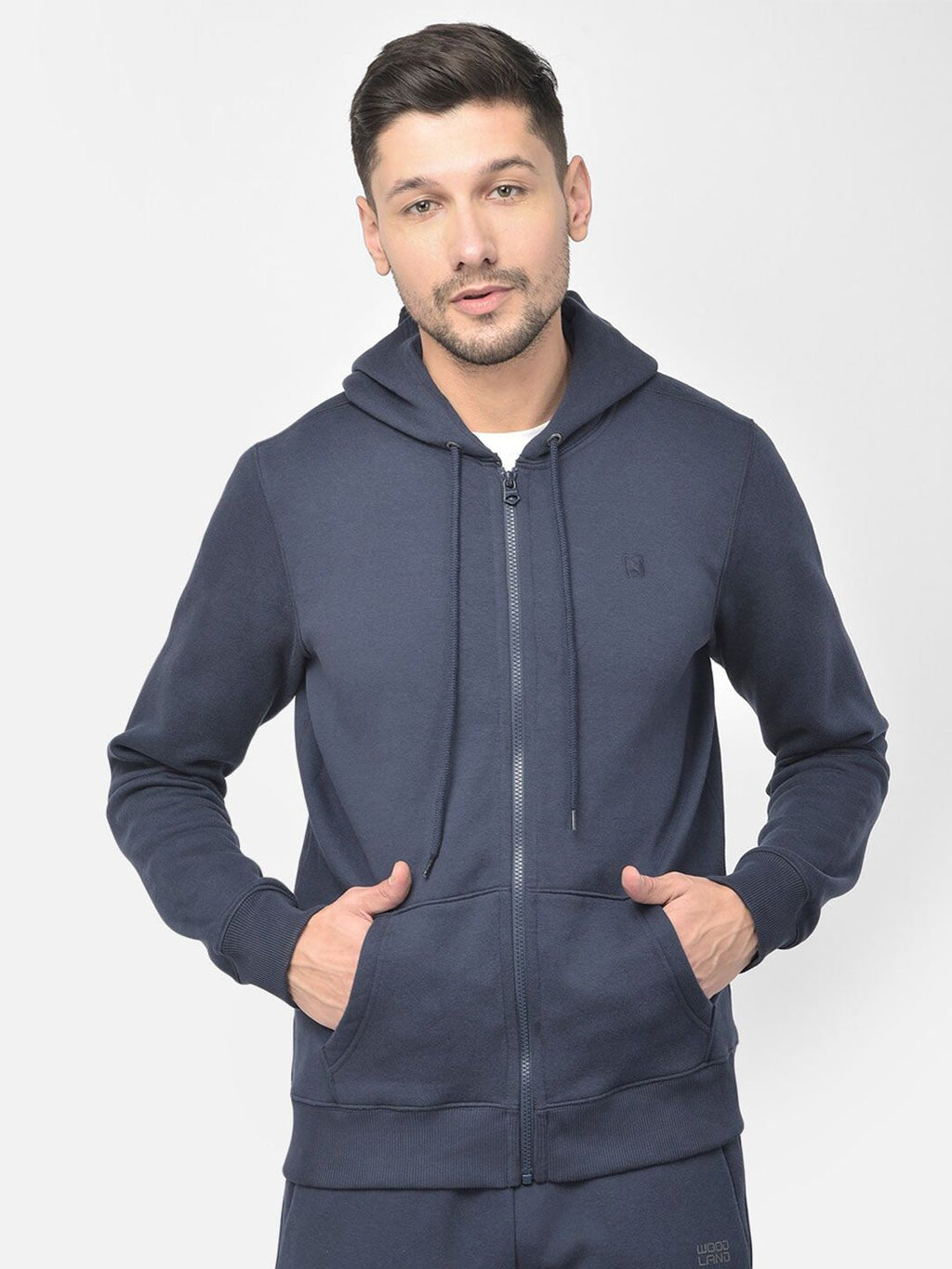  Woodland Men Navy Blue Solid Sweatshirt