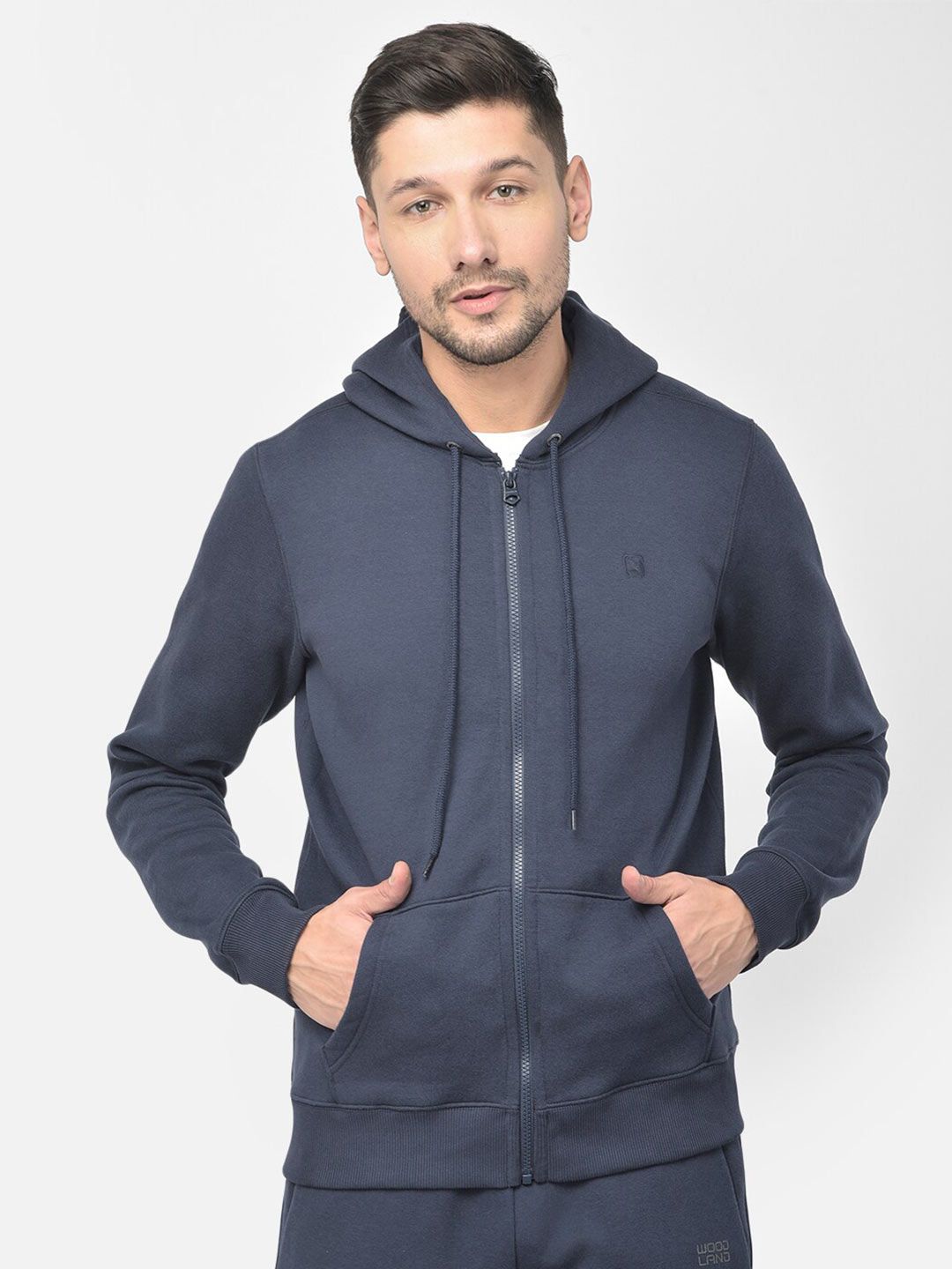  Woodland Men Navy Blue Solid Sweatshirt