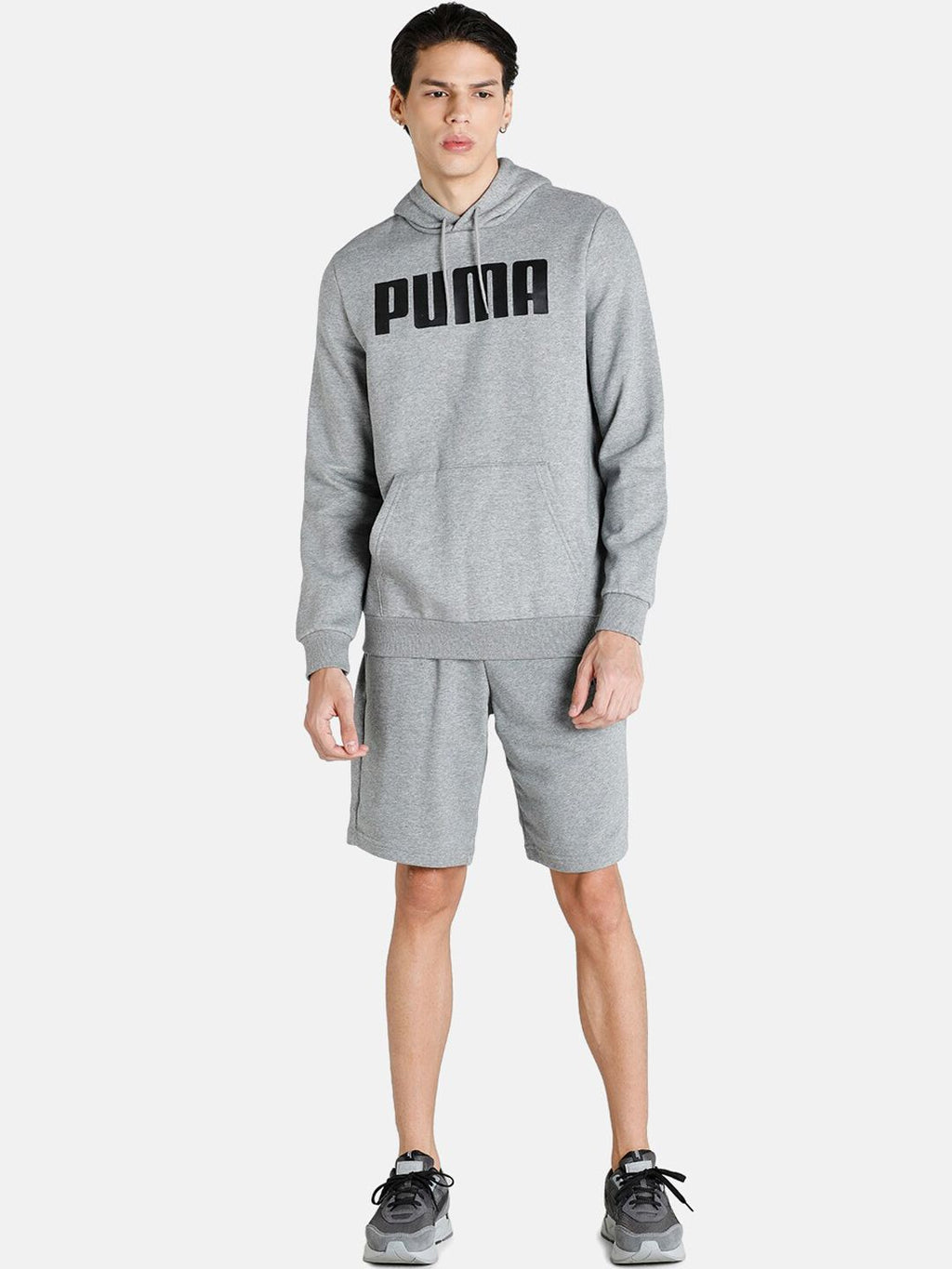  Puma Men Grey Printed Hooded Regular Fit Sweatshirt