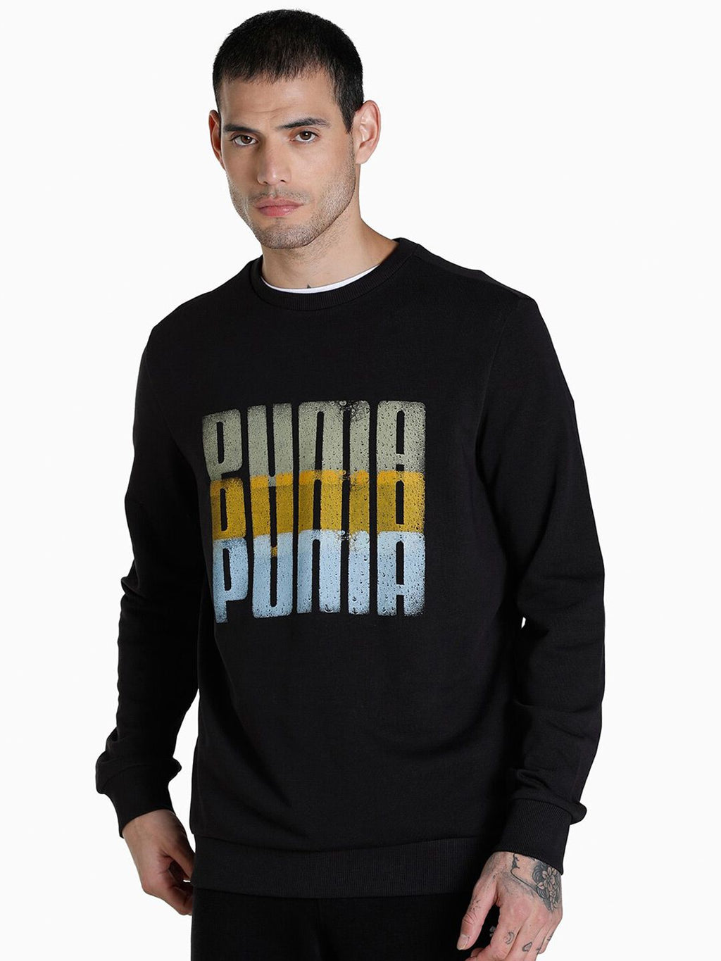  Puma Men Black Summer Squeeze Crew II Printed Regular Fit Sweatshirt