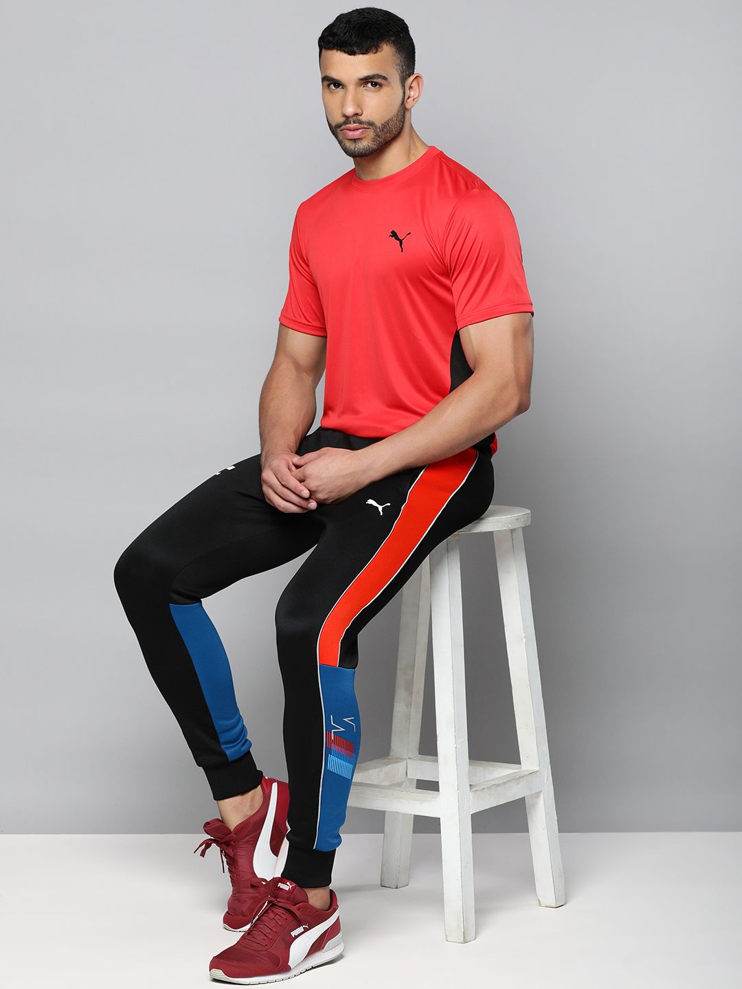  PUMA Motorsport Men Black Colourblocked BMW MT7 Motorsports Joggers