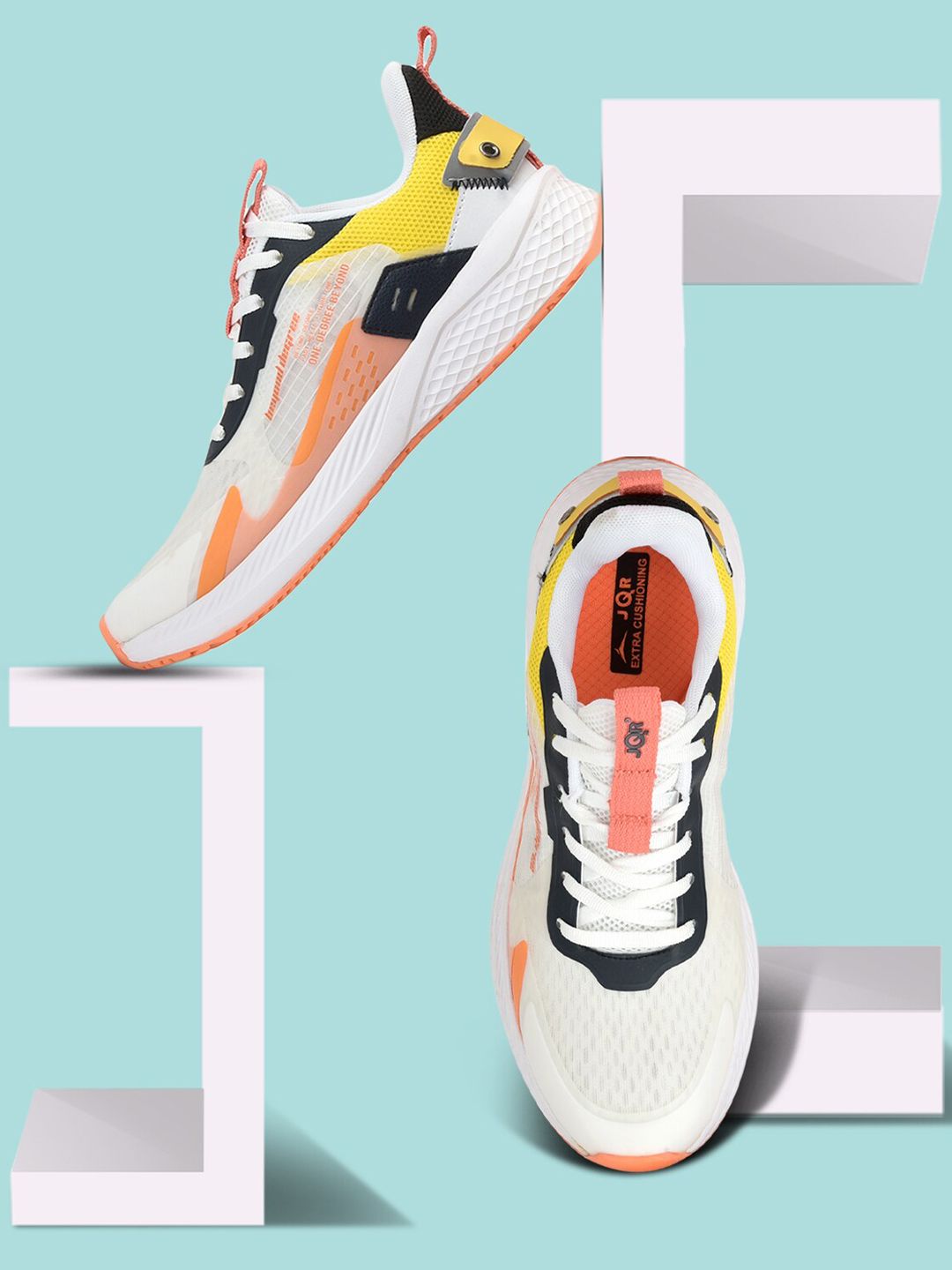  JQR Men White Mesh Running Shoes