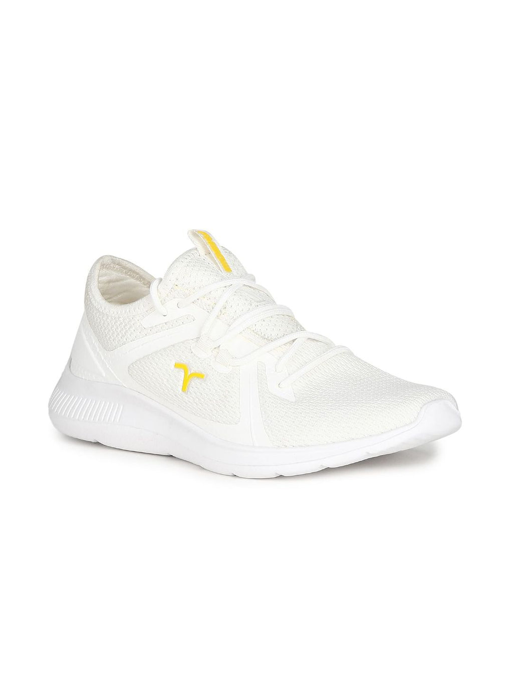  Flying Machine Men Lace-Up Mid-Top Off White Mesh Walking Shoes