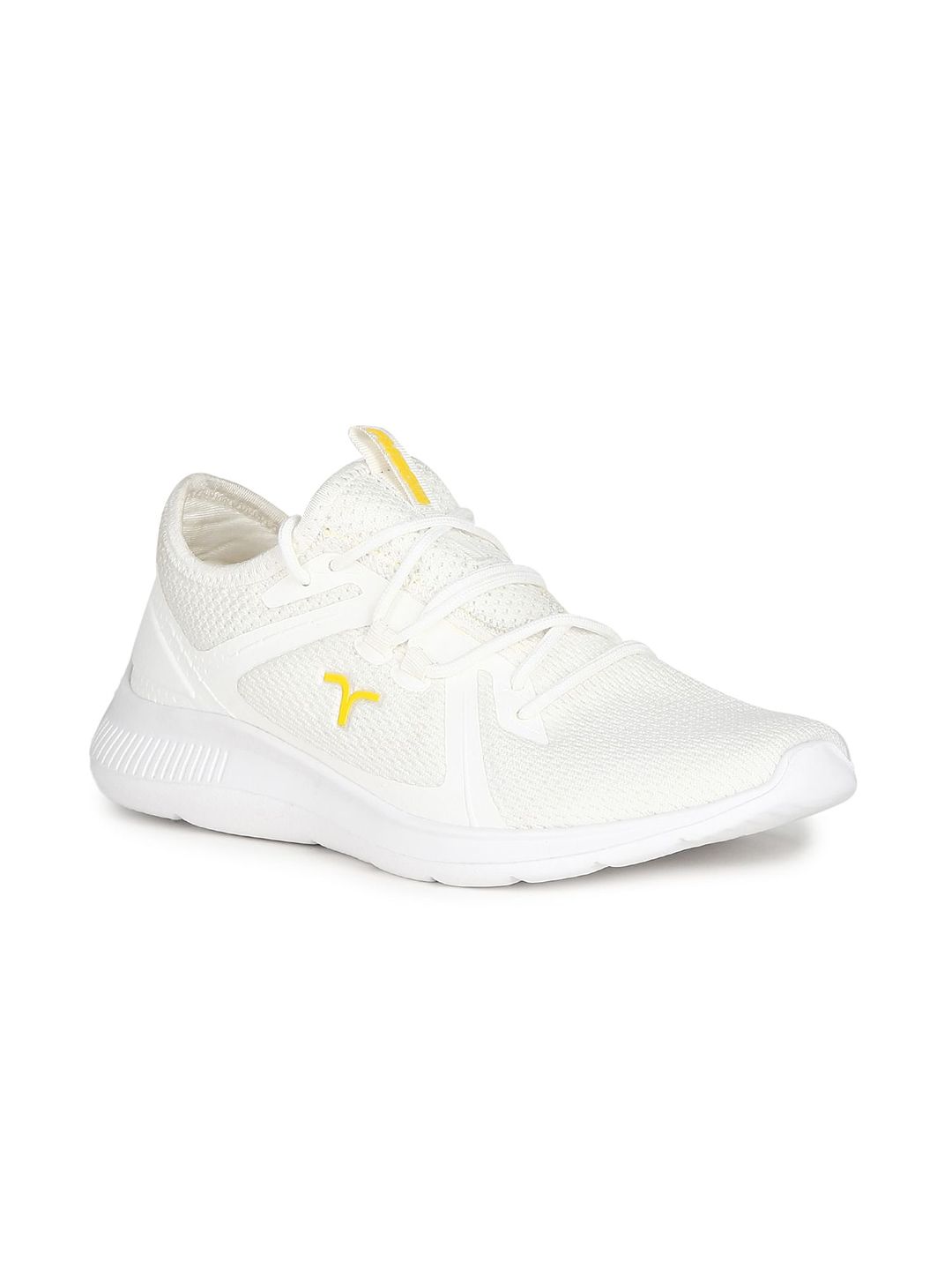  Flying Machine Men Lace-Up Mid-Top Off White Mesh Walking Shoes
