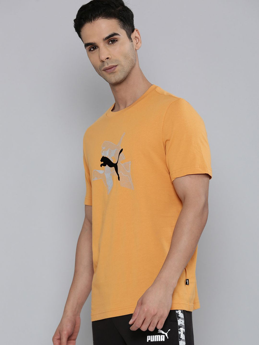  Puma Graphics Reflective Brand Logo Printed Pure Cotton Regular FitT-shirt