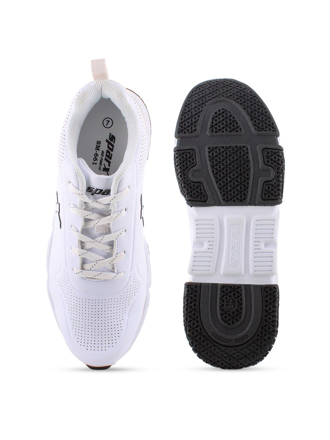  Sparx Men White Solid Round Toe Running Shoes
