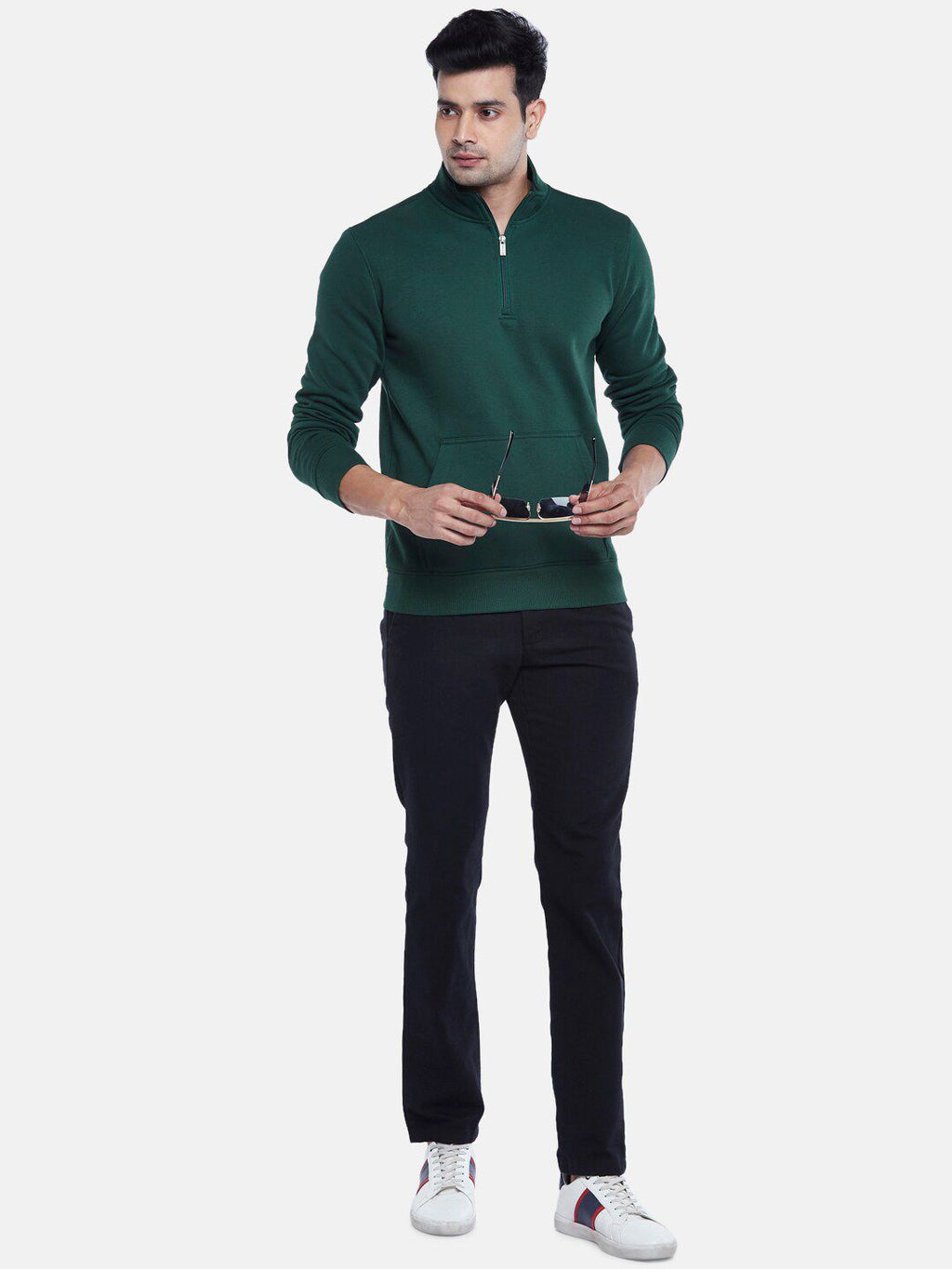  BYFORD By Pantaloons Men Green Solid Sweatshirt